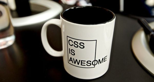 mug with 'css is awesome' written on it